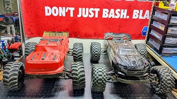 Arrma Kraton 8s vs Outcast 8s. NEW! M2C 8mm Overkill Outdrives and center shaft. 3DRC Wing Mount.