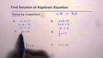 Practice to Solve Simple Algebraic Equations by Inspection - EDEXCEL - GCSE - SAT