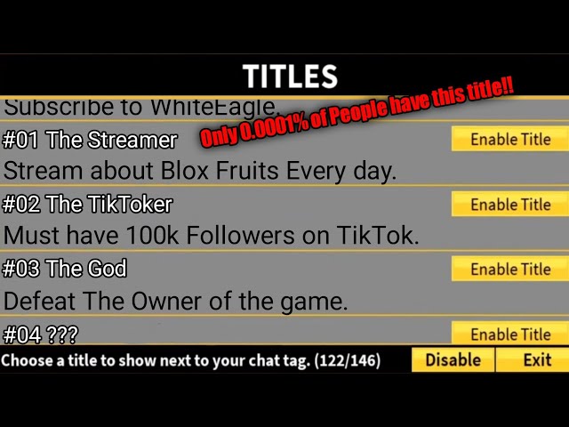 TOP 10 RARE Titles In Blox Fruits! - Update 19 