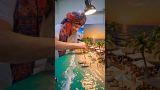 Mini Ocean Paradise 🌊 | Man Perfectly Adjusting light #MiniatureWorld #OceanArt #CreativeSetup  ✨