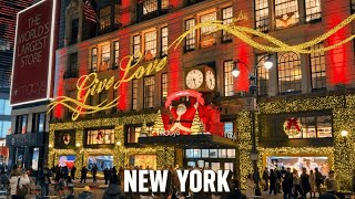 Christmas In New York Macys Windows Winter Village Nyc Walking Tour 4K