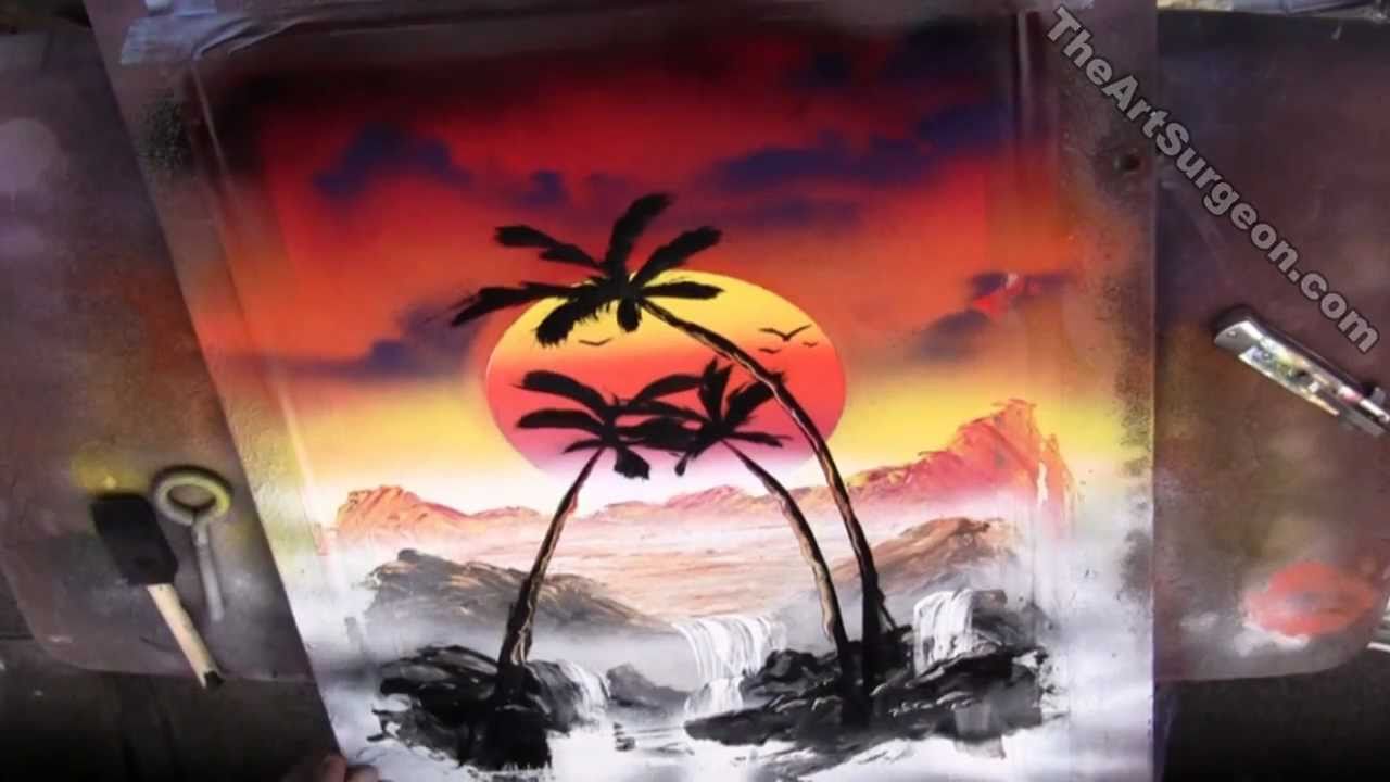 Spray Paint Art by Joseph Francis "Palm Tree Waterfall" Westlake