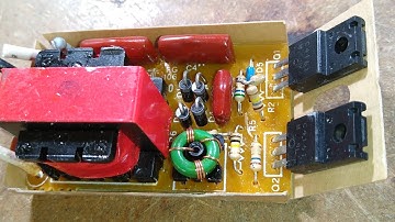 Inside an electronic halogen lamp driver, with schematic