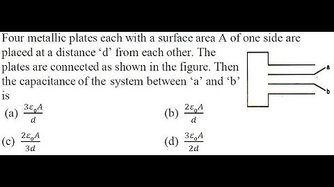 Four metallic plates each with a surface area A of one side areplaced