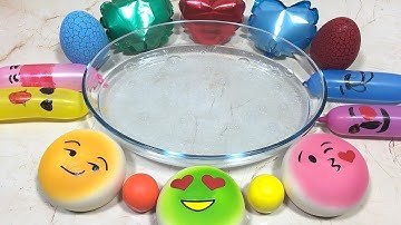 Mixing Random Things Into Clear Slime ! Relaxing With Funny Squishy And Funny Balloons