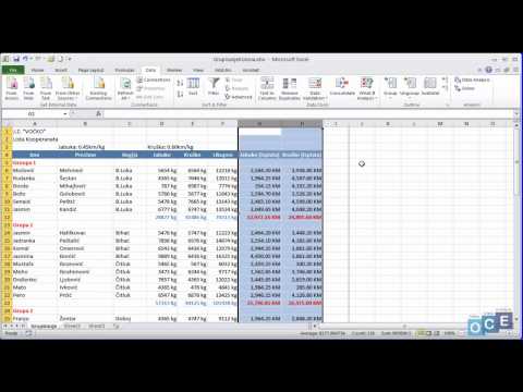 Kako grupisati kolonu ili red (Excel 2010)