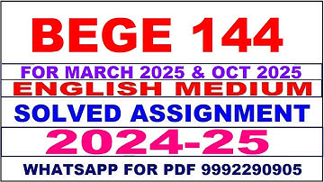 bege 144 solved assignment 2024-25 | bege 144 solved assignment in english 2025 | bege 144 2024-25