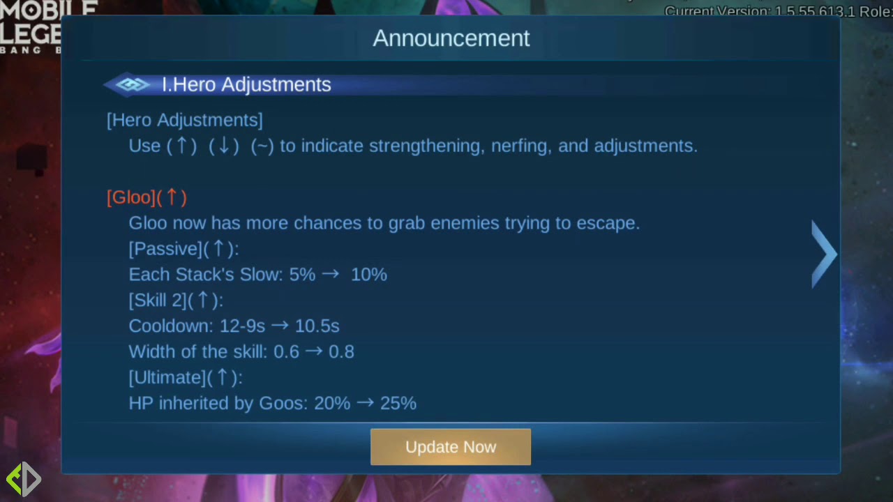 NEW PATCH NOTE 1.6.62 | BUFF YSS,MATHILDA,GLOO | NERF SILVANNA | Mobile Legends