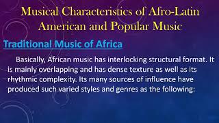 Music 10 Q2 Lesson1 Afro-Latin American & Characteristics of Afro-Latin American, Popular Music