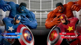 Captain America Blue Hulk vs. Red Hulk Red Captain America Fight - Marvel vs Capcom Infinite