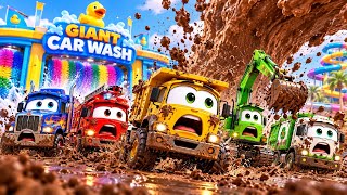 DIRTY TRUCKS Get CLEAN in the GIANT CAR WASH! 🫧🚛✨ | Truck Song for Kids