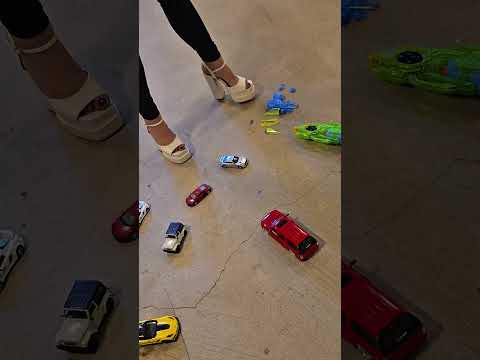 High heels crush toys on floor. # #asmrcrunch #highheels #crushingtime #asmrsounds