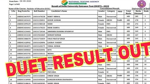duet result 2021|duet ug result 2021| du entrance result 2021|delhi university entrance result 2021