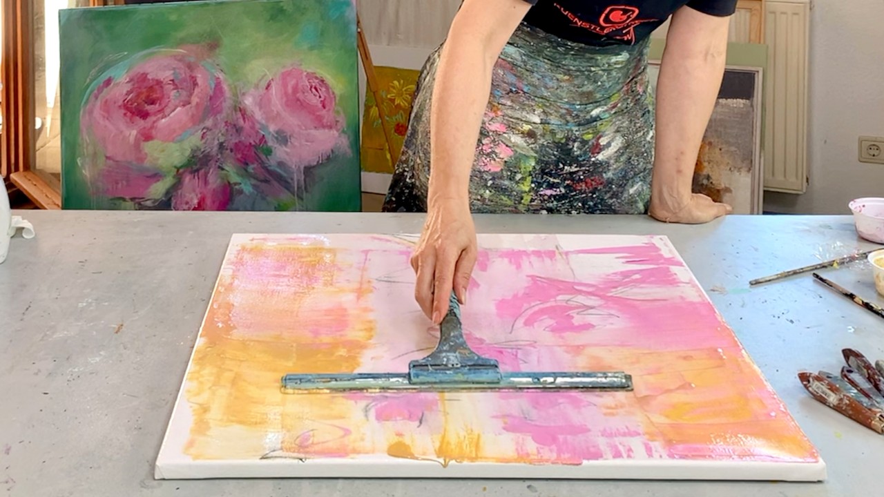 Meine Lieblings-Techniken in Acryl abstrakt – Effektvoll malen mit Fensterwischer