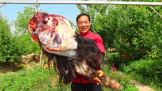 WHOLE YAK LEG Grilled For A Day. Chewy Outside But Tender Inside! | Uncle Rural Gourmet