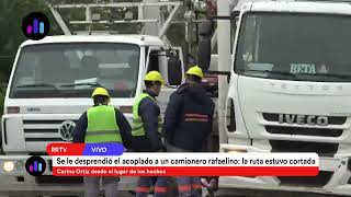 Copia de Se le desprendió el acoplado a un camionero rafaelino: la ruta estuvo cortada