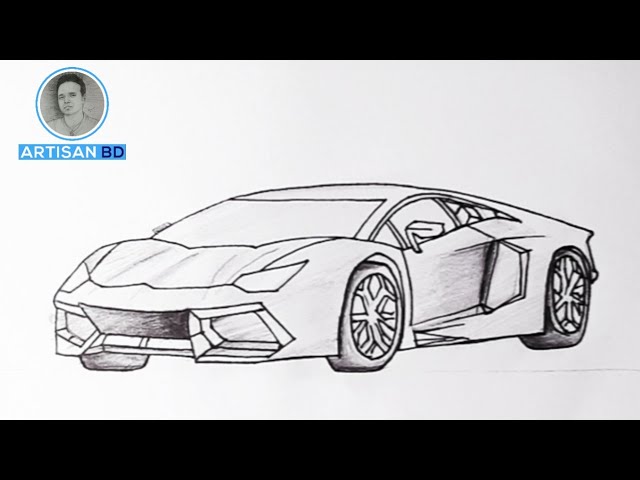 How to draw a Lamborghini car  step by step  VERY EASY  Aarnav  Chaudhary  YouTube