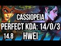 Cassiopeia vs hwei mid  1403 legendary 600 games  na master  148