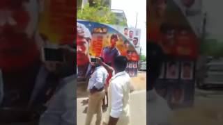 Gautham Karthik Fans Mass @ Rangoon Release FDFS