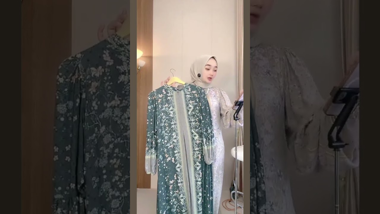 REKOMENDASI  DRESS LEBARAN  KEKINIAN KERAH SHANG HAI i MOTIF BUNGA CANTIK !! MINAT LINK SHOPEENYA DI