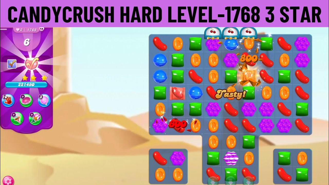 Candy Crush Hard Level 1768 3 Star First Attempt Gameplay
