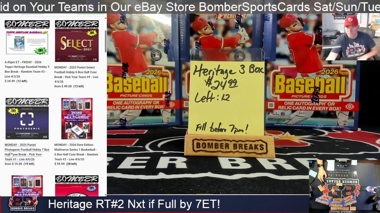 Bomber Sports Cards Live Breaks!