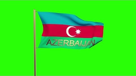 Azerbaijan Flag With Title Waving In The Wind. Looping Sun Rises Style. Animatio Stock Animation