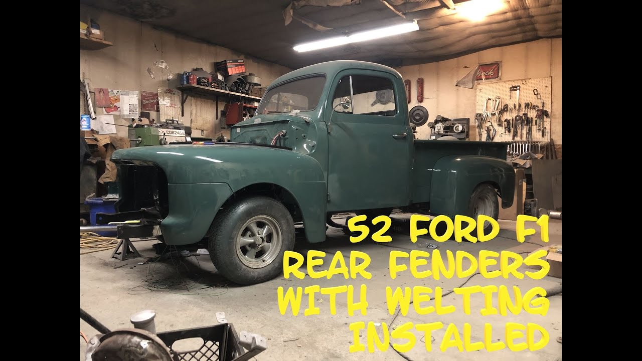 1952 Ford F1 Truck Project Gets Rear Fenders Bolted on With Welting