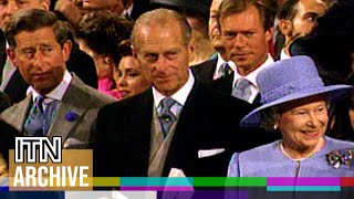 1995: The Queen, Prince Philip, and Prince Charles at the Wedding of Pavlos, Crown Prince of Greece