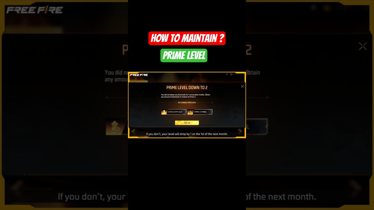 How To Maintain PRIME LEVEL |FF New Event 