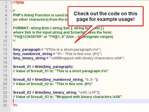 PHP ltrim() function - Trim string (left trim) in - YouTube