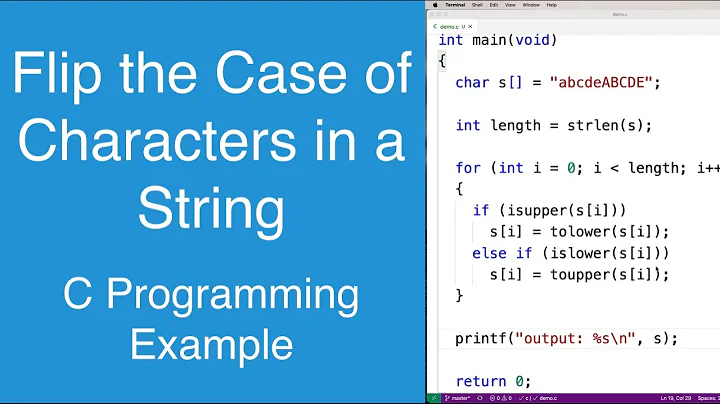 Flip a string's lowercase characters to uppercase and vice versa | C Programming Example