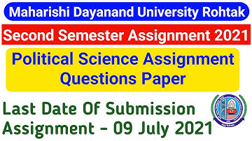 MDU Second Semester Assignment  | MDU Students Political Science Assignment Question #Mduassignment
