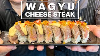 I Make The MOST Delicious Wagyu Cheese Steak Sushi Roll