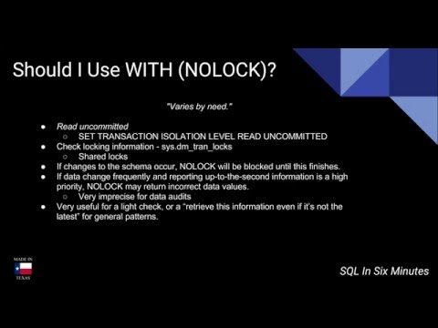 TSQL: Should We Use WITH (NOLOCK)?