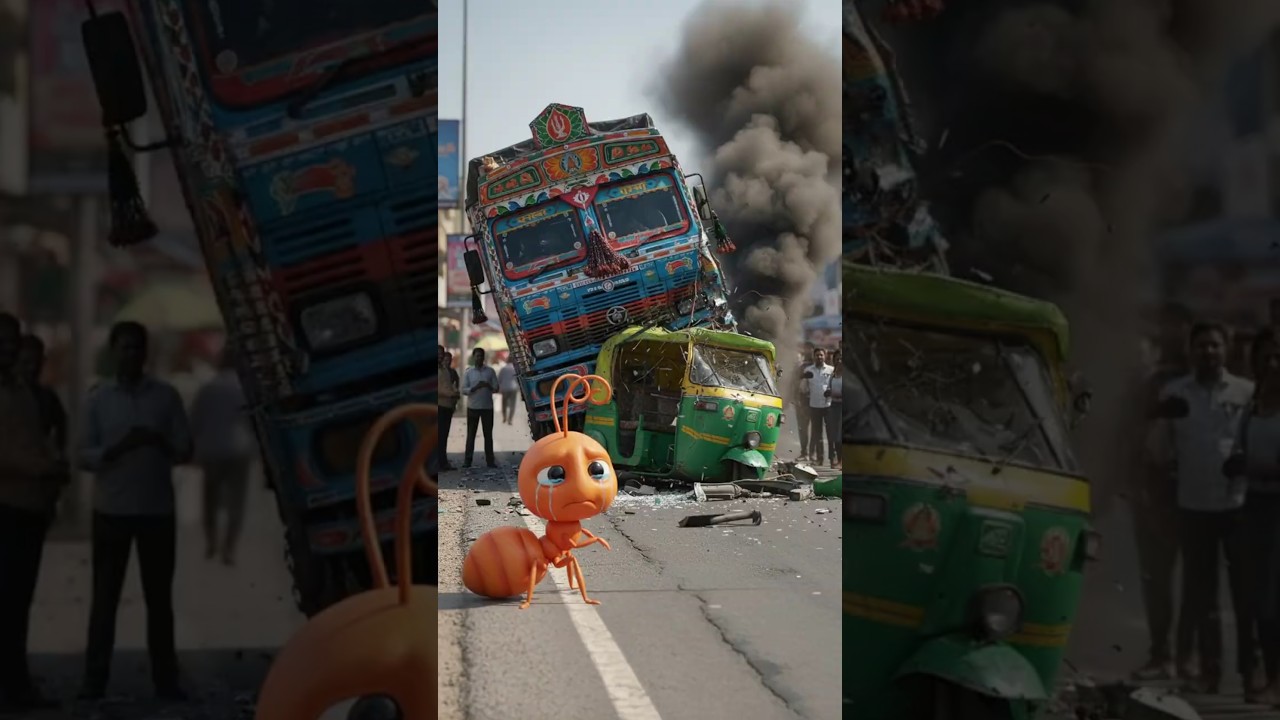 Mintu The Orange Ant's Auto Crash. 
