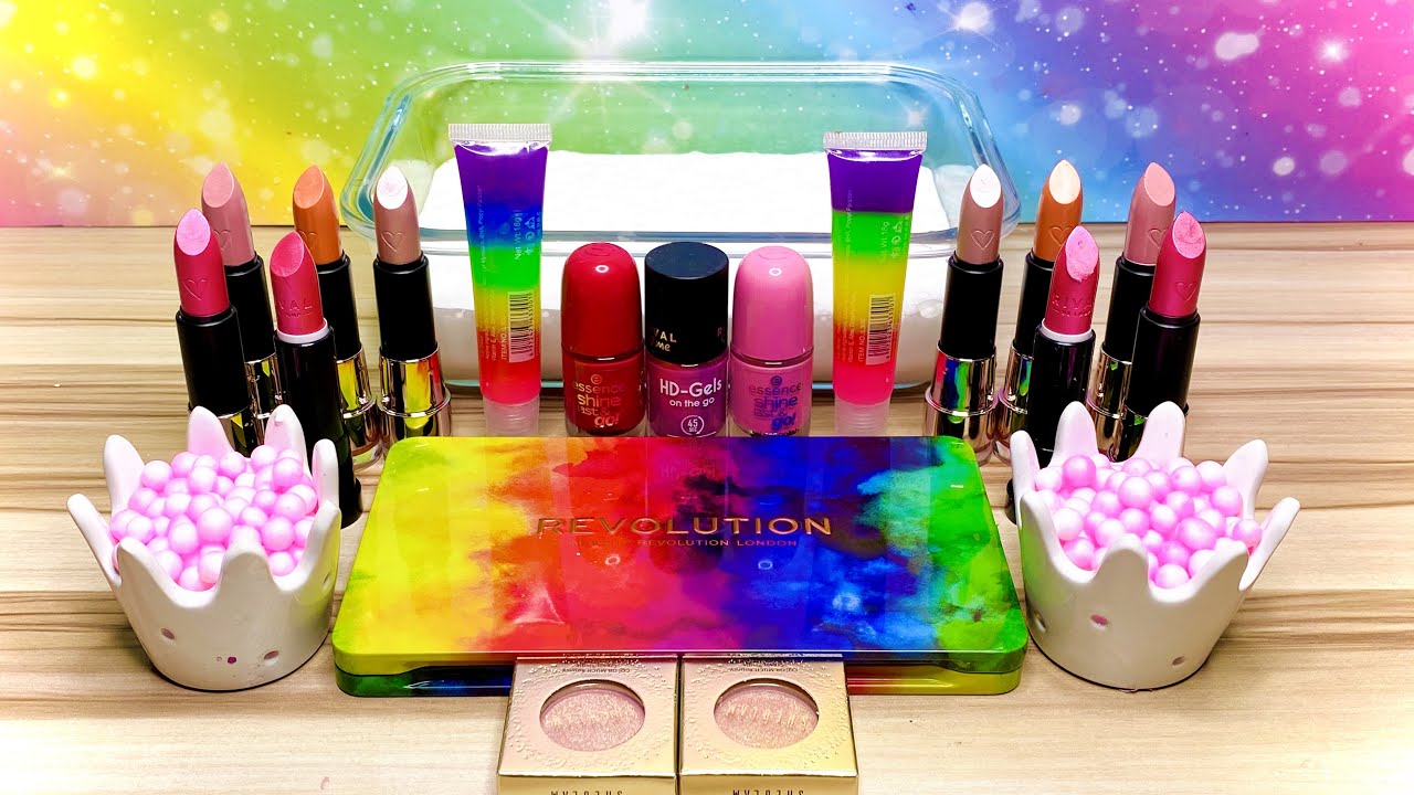 Lipstick Mixing  Makeup Slime - Mixing Mixing Eyeshadow Into Slime. Asmr Slime Satifying