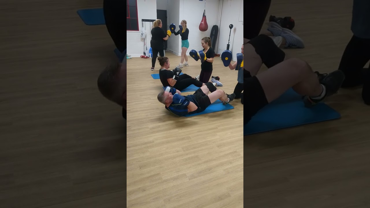 Boxercise class at P.E.C.S fitness in Long Eaton. High Intensity pad & glove workout.
