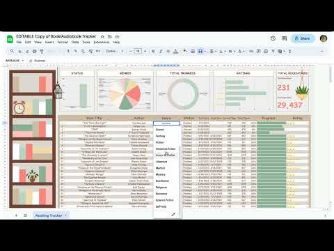 Reading Tracker Spreadsheet | Book & Audiobook | Google Sheets | Digital Template