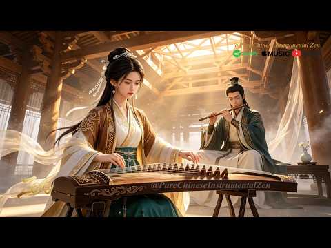 Deep Sleep Chinese Zen Music | Guzheng & Bamboo Flute in Sunlit Ancient Pavilion
