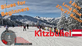 [4K] Skiing Kitzbühel KitzSki, Some Blues for Beginners, Pistes 27a/27 Brunn, Austria, GoPro HERO11