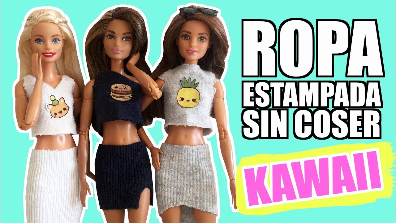 How to make without sewing for Barbie. Kawaii Clothes for dolls. - YouTube