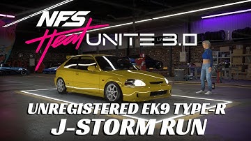 NFS HEAT | UNREGISTERED CHAMPIONSHIP YELLOW CIVIC EK9 TYPE-R J-STORM RUN (Tweaked Unite 3 Gameplay)