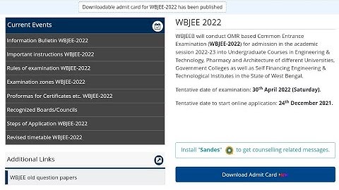 WBJEE-2022 Admit Card is Now Available | Subhojit Ghosh
