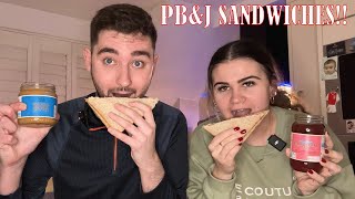 Brits try Peanut Butter & Jelly Sandwiches for the first time! | British Couple Try!