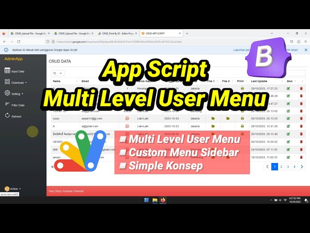 App Script Login Multi Level User Menu | Customize Menu with Sidebar Bootstrap class=