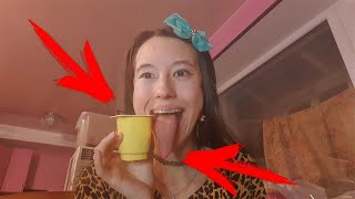 Long Tongue Help Me I Am Eating An Yogurt - Little Asmr Style
