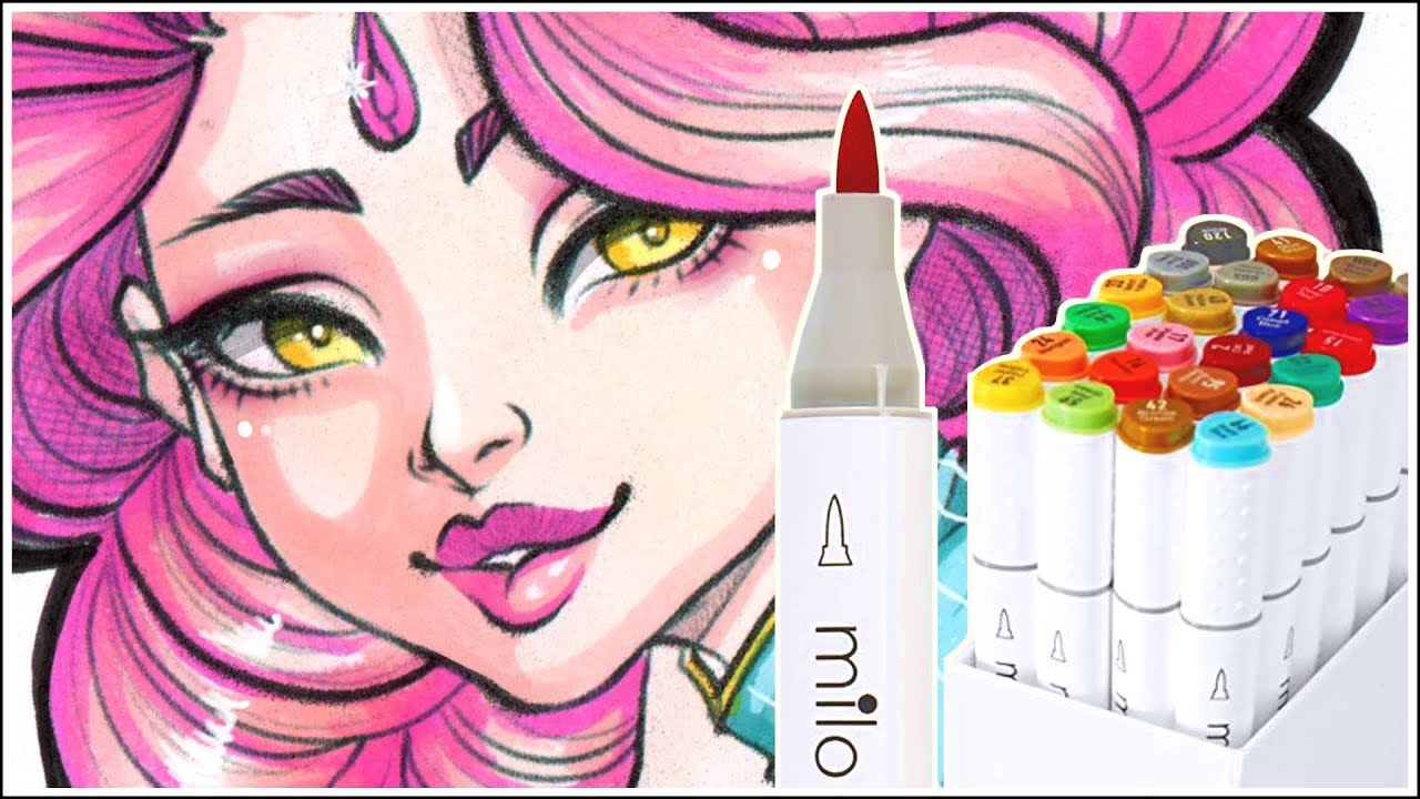MILO  48 Art Marker Set Dual Tip Alcohol Based Brush Chisel