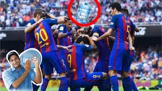 ¿TEATRO? Botella impacta en Neymar, Messi, Luis Suárez, Sergi Roberto y Mascherano en Mestalla