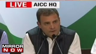 Congress President Rahul Gandhi briefs the media on Congress& 39 big win